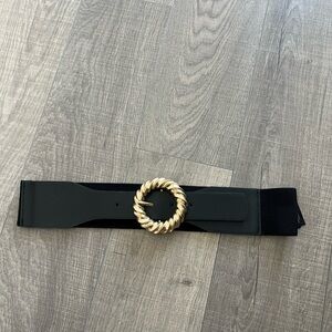 Zara Black Belt with Twisted Gold Buckle